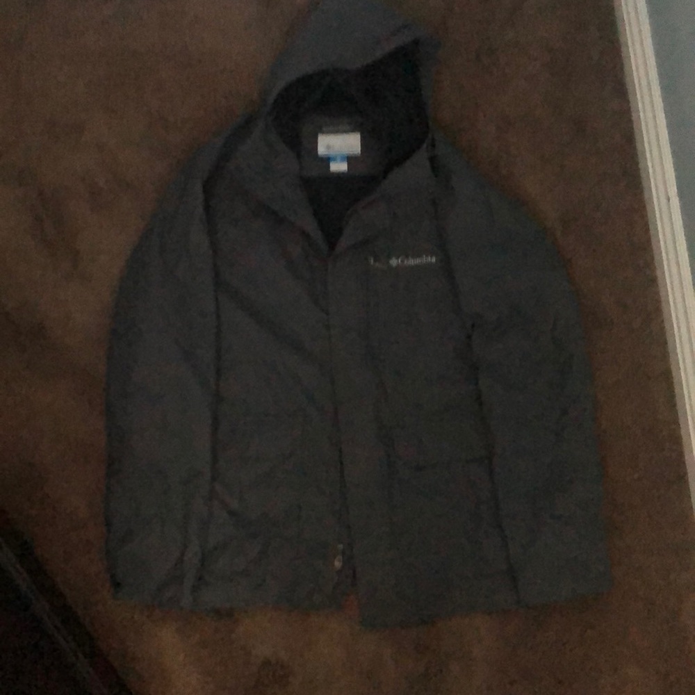 Columbia jacket hooded mens XL Omni-tech waterproof breathable gray rain